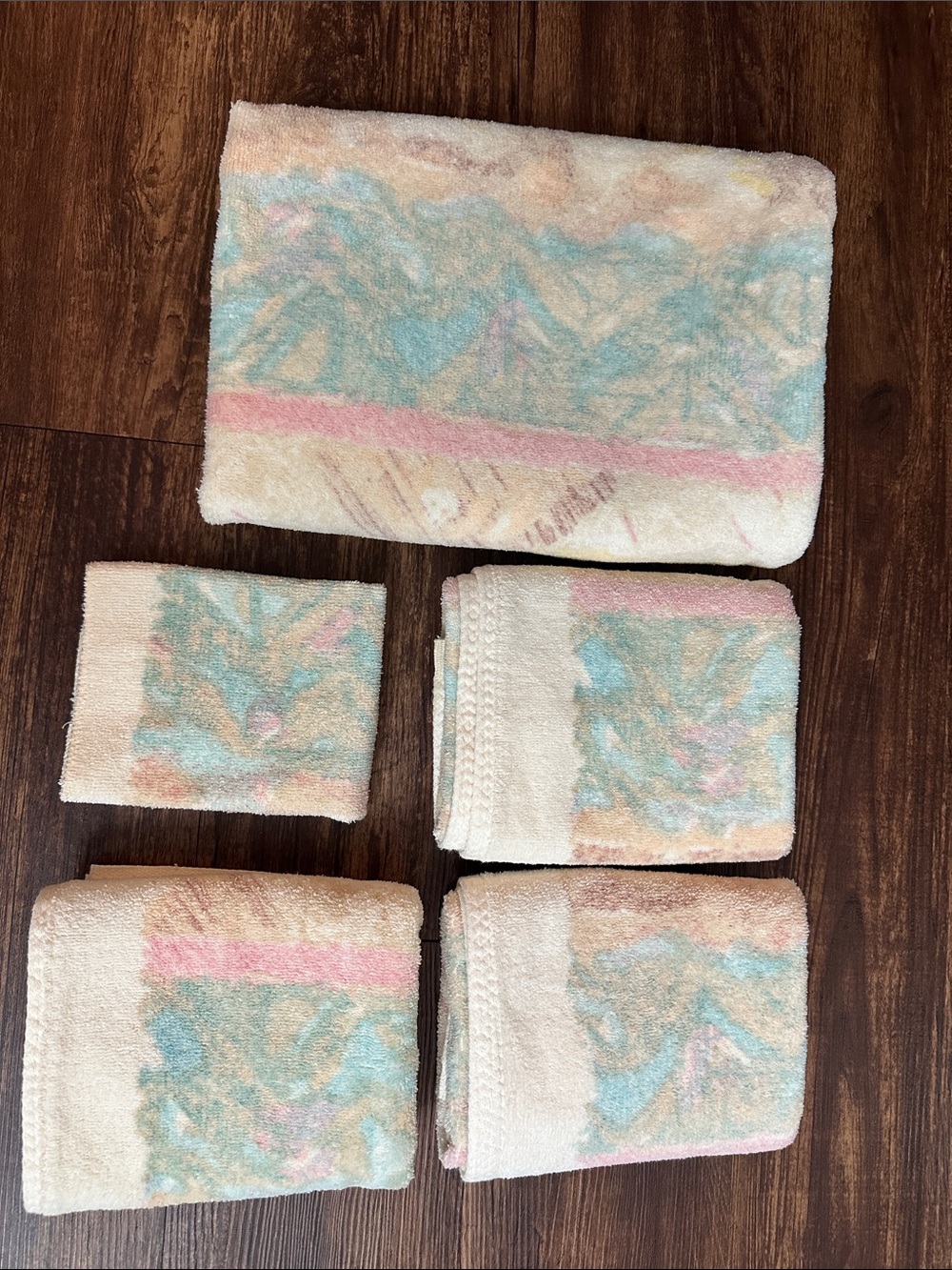 Vintage Croscill 5 Pc Pastel Southwestern Cotton Towel Set 90s - Picture 5 of 10